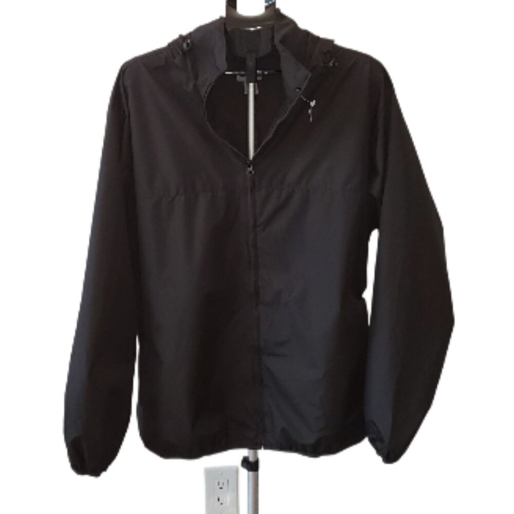 NWOT - IZOD XFG Hooded Black Windbreaker Jacket Men’s Packable Travel:  Size: XL